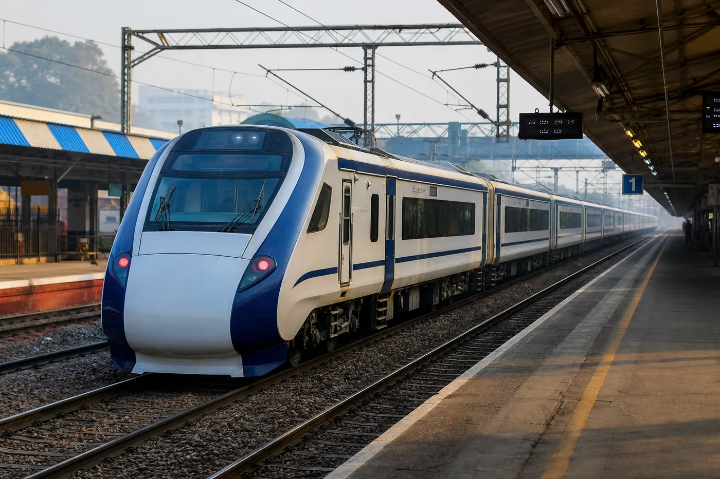 Modern express train at an Indian railway platform